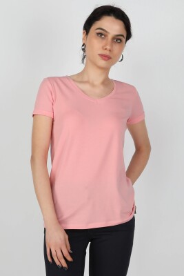 Kadın Süprem Kısa Kollu Tişört Pembe - Thumbnail