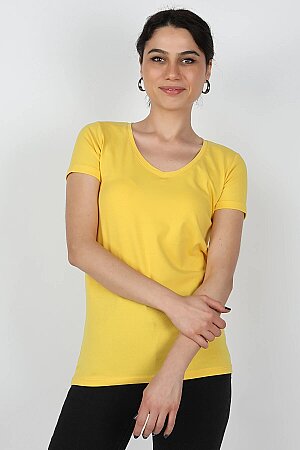Kadın Süprem Kısa Kollu Tişört Sarı - 1