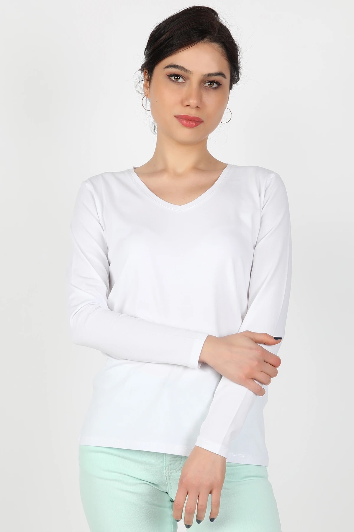 Balins - Kadın Süprem Uzun Kollu Tişört Beyaz -BT/220.Beyaz