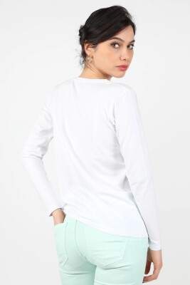 Kadın Süprem Uzun Kollu Tişört Beyaz -BT/220.Beyaz - Thumbnail