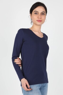 Kadın Süprem Uzun Kollu Tişört Lacivert - Thumbnail
