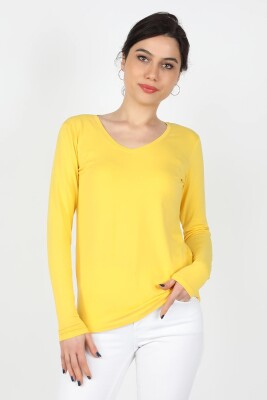 Kadın Süprem Uzun Kollu Tişört Sarı - Thumbnail