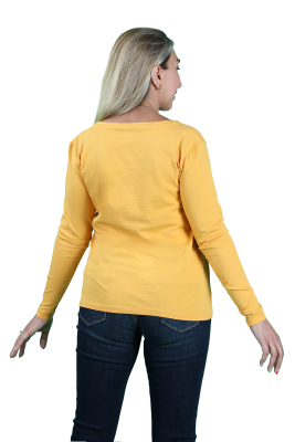 Kadın Süprem Uzun Kollu V Yaka Tişört - Thumbnail