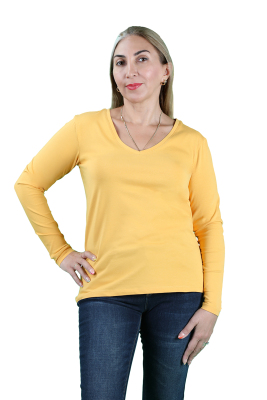 Kadın Süprem Uzun Kollu V Yaka Tişört - Thumbnail