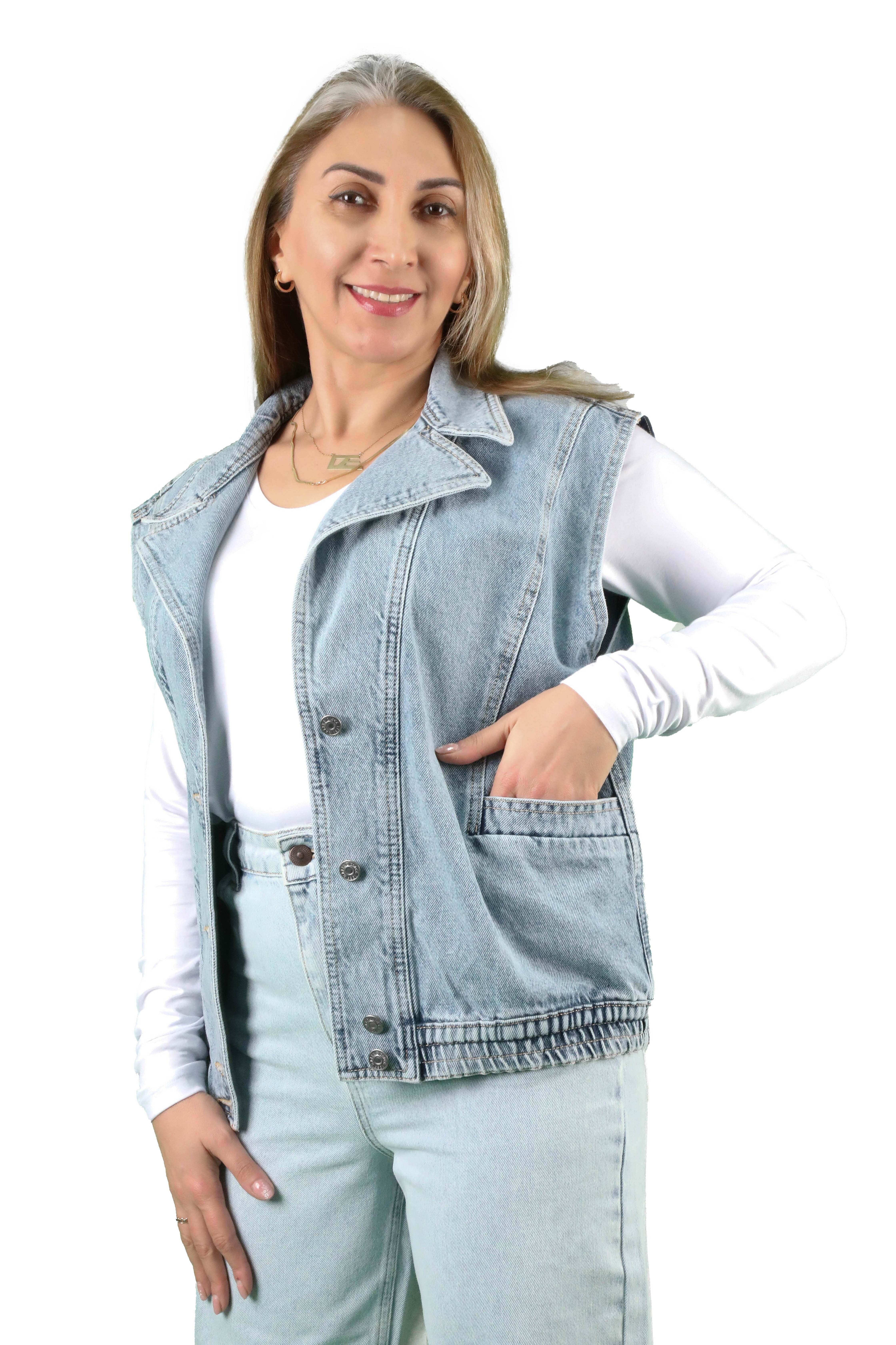 Balins Jeans - Kadın V Yaka Jean Yelek