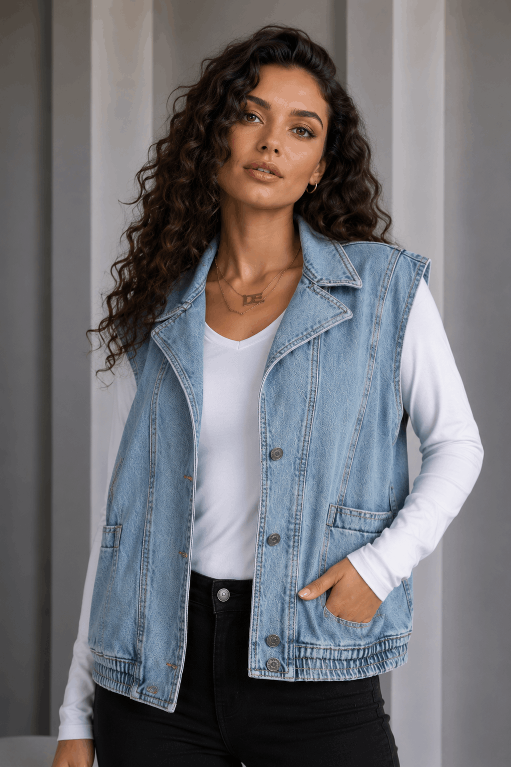 Balins Jeans - Kadın V Yaka Jean Yelek