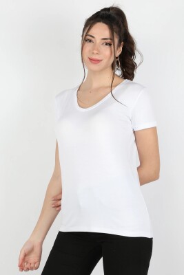 Balins - Kadın Viskon Kısa Kollu Tişört Beyaz