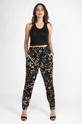 Kadın Viskon Pantolon Ç. Siyah - Thumbnail