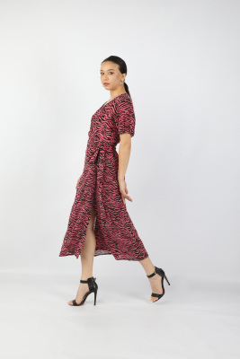 Kadın Viskon Pembe Elbise Pembe - Thumbnail