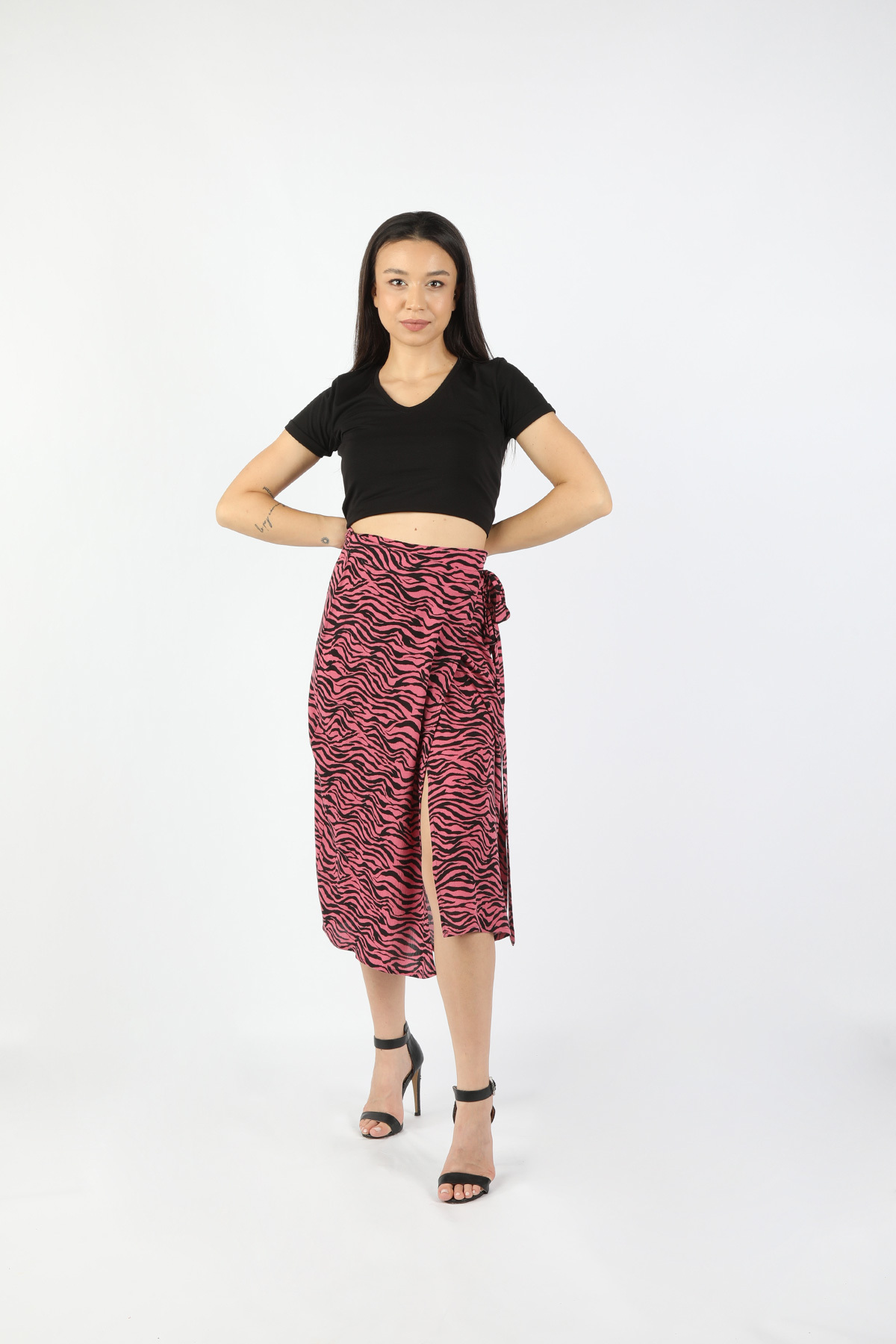 Balins - Kadın Viskon Pembe Etek Pembe