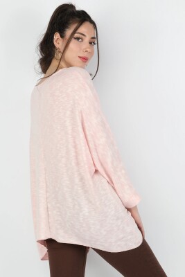 Kadın Yarasa Kol Muline Triko Pembe - Thumbnail