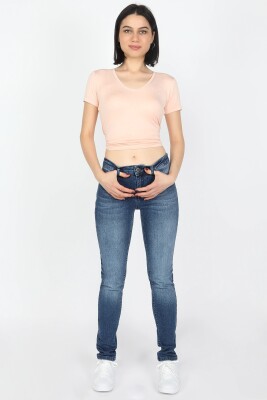 Normal 5 Cepli Kadın Jean Koyu Mavi - Thumbnail