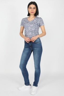 Normal 5 Cepli Kadın Jean Orta Mavi - Thumbnail