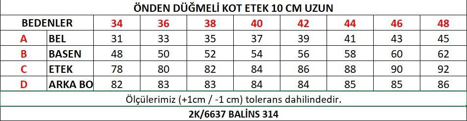 ÖNDEN DÜĞMELİ ETEK 2K/6637 ÖNDEN DÜĞMELİ ETEK 2K/6637