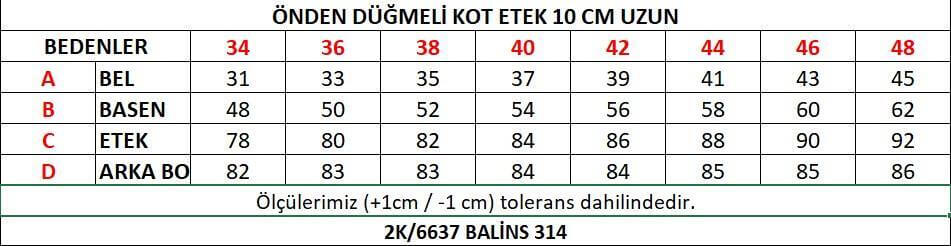 ÖNDEN DÜĞMELİ ETEK 2K/6637 - 6