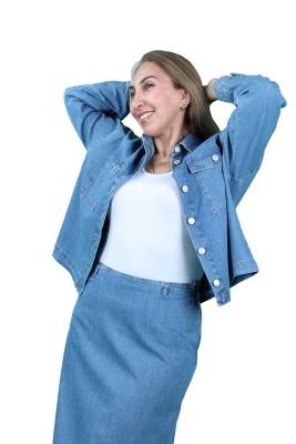 Oversize Gömlek Mavi - Thumbnail