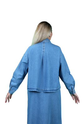 Oversize Gömlek Mavi - Thumbnail