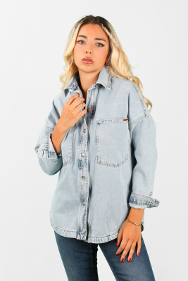 Balins - Oversize Kadın Jean Ceket Effect Mavi