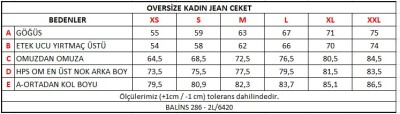 Oversize Kadın Jean Ceket Effect Mavi - Thumbnail