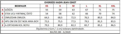 Oversize Kadın Jean Ceket Koyu Mavi - Thumbnail