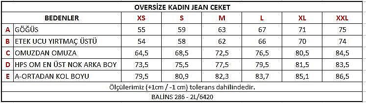 Oversize Kadın Jean Ceket Koyu Mavi - 6