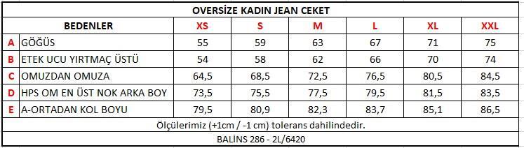 Oversize Kadın Jean Ceket Koyu Mavi - 3