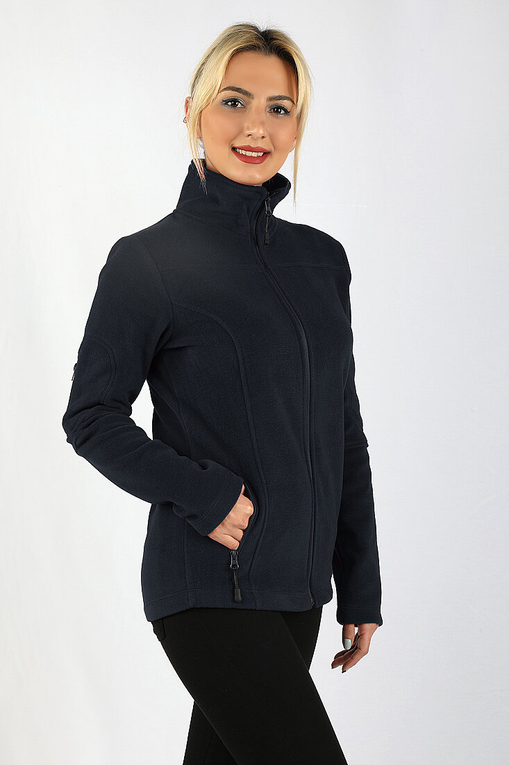 Polar Kadın Kol Fermuarlı Sweatshirt Lacivert - 2