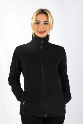 Polar Kadın Kol Fermuarlı Sweatshirt Siyah - Thumbnail