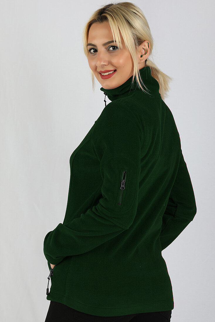 Polar Kadın Kol Fermuarlı Sweatshirt Yeşil - 2