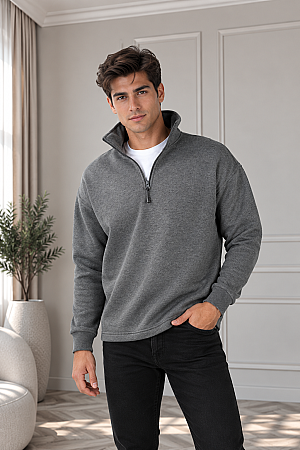 Unisex Balıkçı Yaka Antrasit Sweatshirt