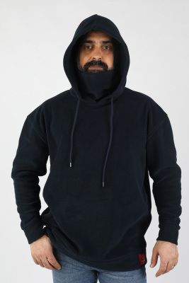 Unisex Kapüşonlu Polar Lacivert - Thumbnail
